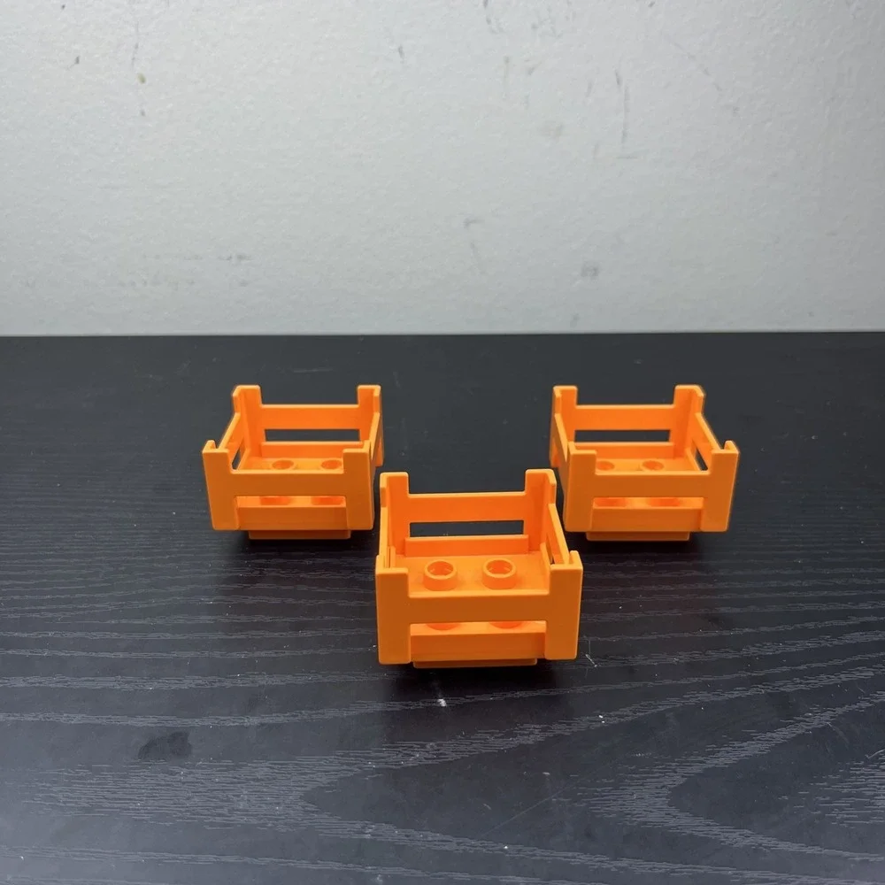LEGO Duplo 6446 Crate Wooden Style Orange 4 x 4 lot of 3